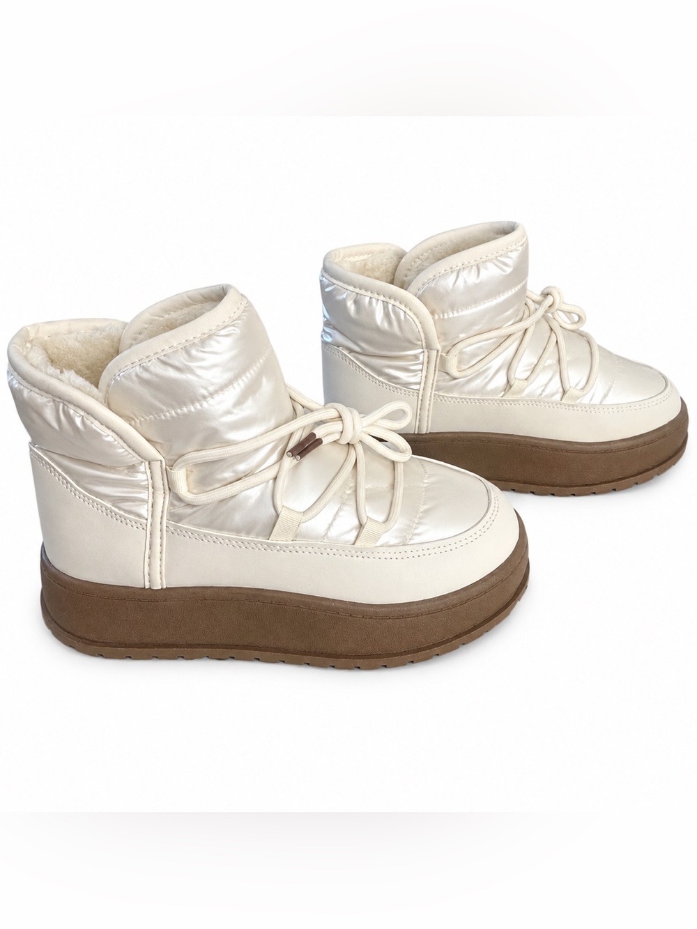 White Quilted Puffer Booties